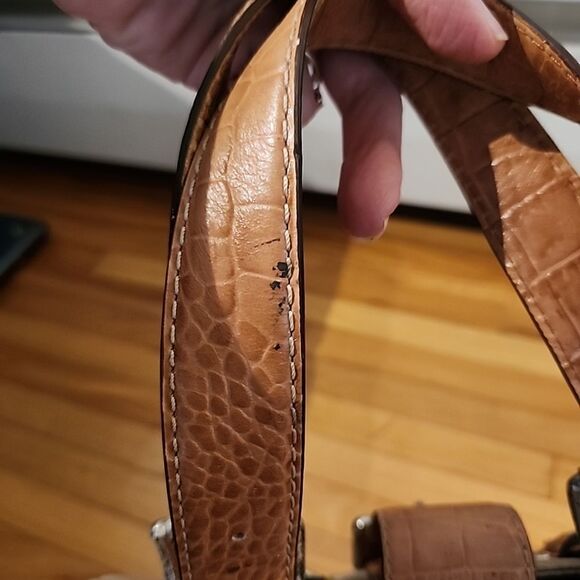 Vtg Michael Buckle Flap Hobo Shoulder Bag Purse Camel Saddle Y2k READ DAMAGE - Picture 6 of 15